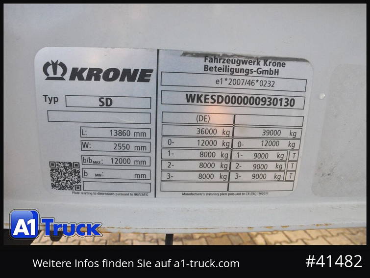 Krone 03.2027 SD, Getränke, LBW, VDI 2700, Alufelgen 16