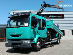 Renault Midlum 220 DCI Hiab 9TM Kraan, Crane, Kran -Dubbele cabine, Crewcab -Kipper, Tipper