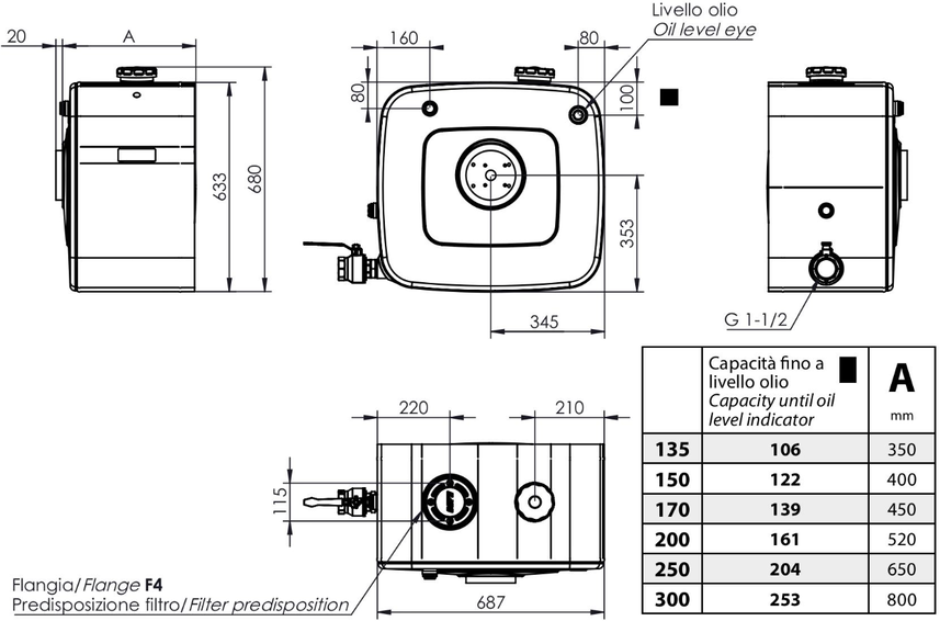 Universal Hydrauliektank Aluminium 200 LTR 625680520 3