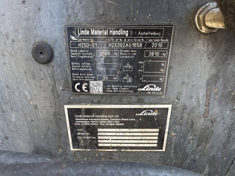 Linde H25D-01 Duplo 370 Sideshift VW Diesel 2010 16