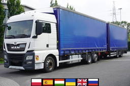 MAN TGX 26.510 6x2-4 / Curtainsider 20 Epal / 3rd steering axle / trailer 18 Epal / 2 sets