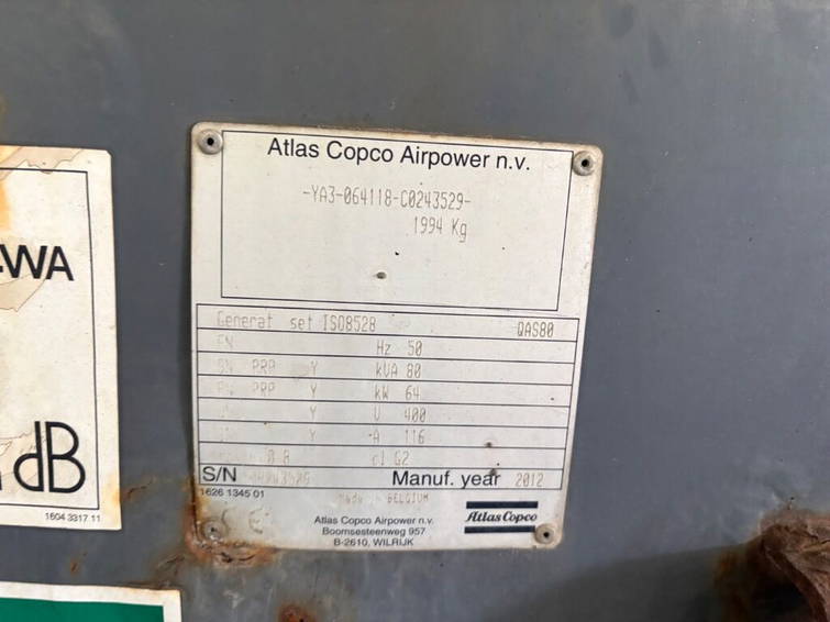 Atlas Copco Generator Atlas Copco QAS 80, mobil 80 kVA / 64 kW 18
