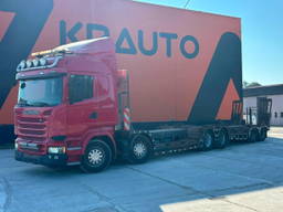 Scania R490 8x4 + Släpet Smemax 2 axle Forest Machine Transport Truck