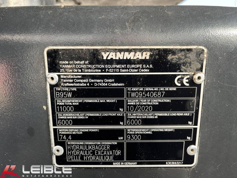 Yanmar B95W MobilbaggerBJ 20202.525hKlima 17