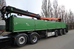 KWB 3 Assige Trailer / Bouwkraan Palfinger PK 40001 Kraan / 40 TM Kraan / Remote Control / Belgium Documents / Perfect Condition