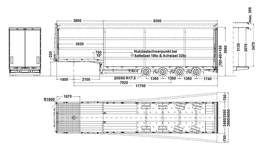 Max Trailer 4-Achs-Jumbo-Semi mit Planenaufbau 9