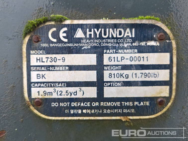 Diversen 95" Front Loading Bucket tonsuit Hyundai HL730-9 8