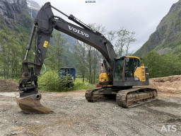 Volvo ECR355E L ECR355EL excavator with bucket, rototilt, and GPS