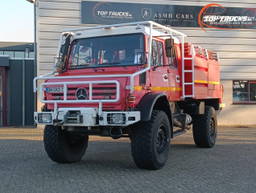 Unimog U5000 Mercedes Benz -4x4 - type 437.4 4000 ltr -Wich -Feuerwehr Doppelkabine,Uberrollkafig - Camivar - Expeditievoertuig, Camper