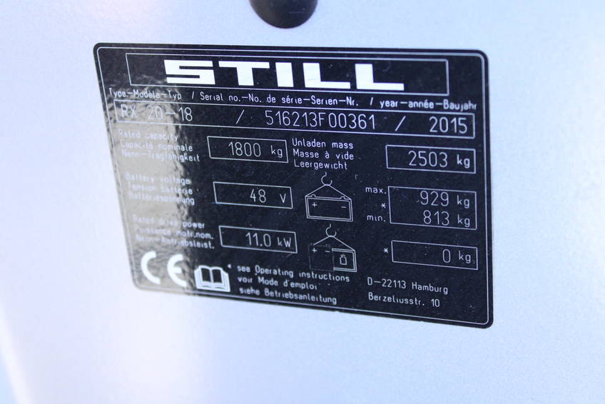 Still RX20 18 heftruck elektrische triplex sideshift 18