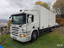 Scania P270 4x2 box truck with full side opening and tail
